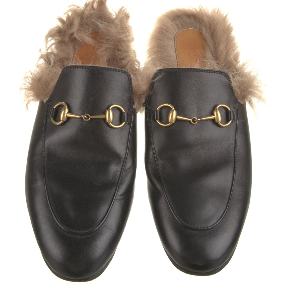 Gucci horsebit mule with fur size 38